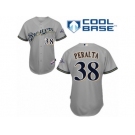 Men's Majestic Milwaukee Brewers #38 Wily Peralta Authentic Grey Road Cool Base MLB Jersey