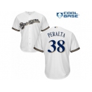 Men's Majestic Milwaukee Brewers #38 Wily Peralta Authentic White Home Cool Base MLB Jersey