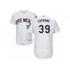 Men's Majestic Milwaukee Brewers #39 Chris Capuano White Flexbase Authentic Collection MLB Jersey