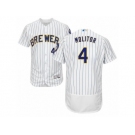 Men's Majestic Milwaukee Brewers #4 Paul Molitor White Flexbase Authentic Collection MLB Jersey