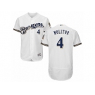 Men's Majestic Milwaukee Brewers #4 Paul Molitor White Royal Flexbase Authentic Collection MLB Jersey