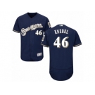 Men's Majestic Milwaukee Brewers #46 Corey Knebel Navy Blue Flexbase Authentic Collection MLB Jers