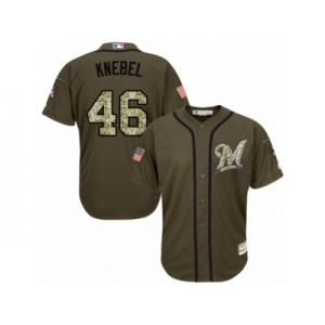 Men's Majestic Milwaukee Brewers #46 Corey Knebel Replica Green Salute to Service MLB Jersey