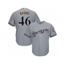 Men's Majestic Milwaukee Brewers #46 Corey Knebel Replica Grey Road Cool Base MLB Jersey