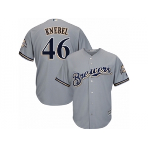 Men's Majestic Milwaukee Brewers #46 Corey Knebel Replica Grey Road Cool Base MLB Jersey