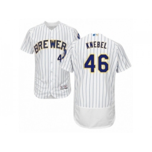 Men's Majestic Milwaukee Brewers #46 Corey Knebel White Royal Flexbase Authentic Collection MLB Jersey