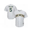 Men's Majestic Milwaukee Brewers #5 Jonathan Villar Replica White Alternate Cool Base MLB Jersey