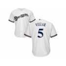 Men's Majestic Milwaukee Brewers #5 Jonathan Villar Replica White Home Cool Base MLB Jersey