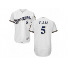 Men's Majestic Milwaukee Brewers #5 Jonathan Villar White Flexbase Authentic Collection MLB Jersey