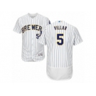 Men's Majestic Milwaukee Brewers #5 Jonathan Villar White Royal Flexbase Authentic Collection MLB Jersey