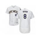 Men's Majestic Milwaukee Brewers #8 Ryan Braun White Flexbase Authentic Collection MLB Jersey