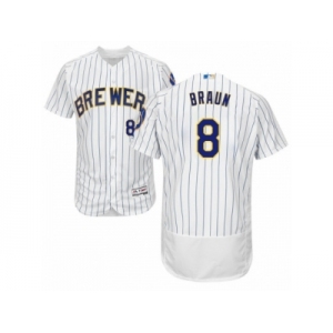 Men's Majestic Milwaukee Brewers #8 Ryan Braun White Flexbase Authentic Collection MLB Jersey