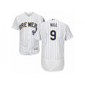 Men's Majestic Milwaukee Brewers #9 Aaron Hill White Flexbase Authentic Collection MLB Jersey