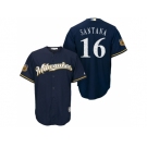 Men's Milwaukee Brewers #16 Domingo Santana 2017 Spring Training Cool Base Stitched MLB Jersey