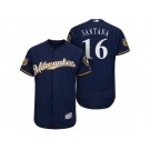 Men's Milwaukee Brewers #16 Domingo Santana 2017 Spring Training Flex Base Authentic Collection Stitched Baseball Jersey