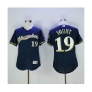 Men's Milwaukee Brewers #19 Robin Yount Majestic Navy Flexbase Authentic Collection Player Jersey