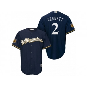 Men's Milwaukee Brewers #2 Scooter Gennett 2017 Spring Training Cool Base Stitched MLB Jersey