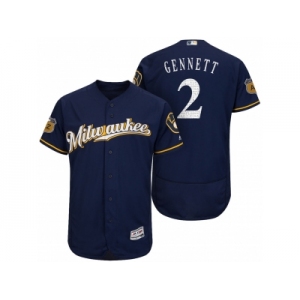 Men's Milwaukee Brewers #2 Scooter Gennett 2017 Spring Training Flex Base Authentic Collection Stitched Baseball Jersey