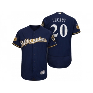 Men's Milwaukee Brewers #20 Jonathan Lucroy 2017 Spring Training Flex Base Authentic Collection Stitched Baseball Jersey