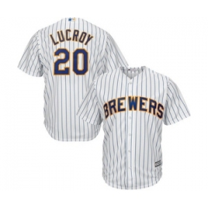 Men's Milwaukee Brewers #20 Jonathan Lucroy Majestic White Cool Base Player Jersey