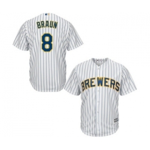 Men's Milwaukee Brewers #8 Ryan Braun Majestic White Cool Base Player Jersey