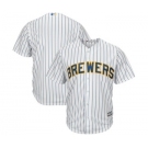 Men's Milwaukee Brewers Black Majestic White Cool Base Team Jersey