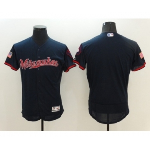 Men's Milwaukee Brewers Blank Blue Stars & Stripes 2016 Independence Day Flex Base Jersey