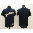 Men's Milwaukee Brewers Blank Majestic Navy Blue Flexbase Authentic Collection Team Jersey