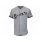 Men's Milwaukee Brewers Majestic Road Blank Gray Flex Base Authentic Collection Team Jersey