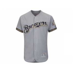 Men's Milwaukee Brewers Majestic Road Blank Gray Flex Base Authentic Collection Team Jersey