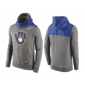 Men's Milwaukee Brewers Nike Gray Cooperstown Collection Hybrid Pullover Hoodie