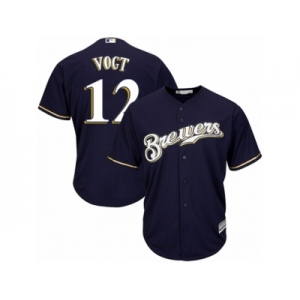 Milwaukee Brewers #12 Stephen Vogt Replica Navy Blue Alternate Cool Base MLB Jersey