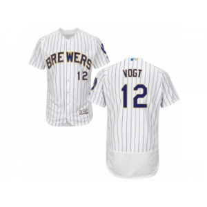 Milwaukee Brewers #12 Stephen Vogt White Royal Flexbase Authentic Collection MLB Jersey