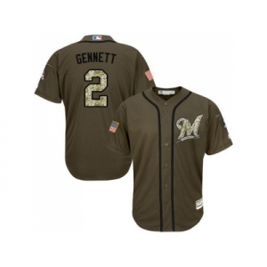 Milwaukee Brewers #2 Scooter Gennett Green Salute to Service Stitched MLB Jersey