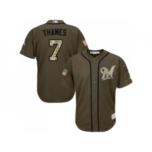 Milwaukee Brewers #7 Eric Thames Green Salute to Service Stitched MLB Jersey
