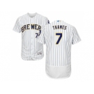 Milwaukee Brewers #7 Eric Thames White Strip Flexbase Authentic Collection Stitched MLB Jersey