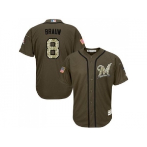 Milwaukee Brewers #8 Ryan Braun Green Salute to Service Stitched MLB Jersey