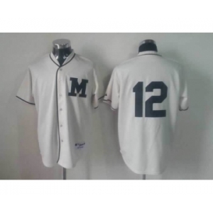 mlb jerseys milwaukee brewers #12 white[M]