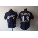 mlb jerseys milwaukee brewers #13 greinke blue(cool base)