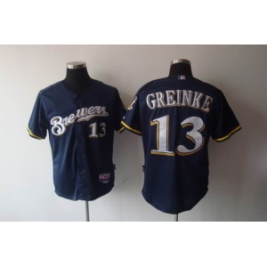 mlb jerseys milwaukee brewers #13 greinke blue(cool base)