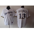 mlb jerseys milwaukee brewers #13 greinke white(cool base)