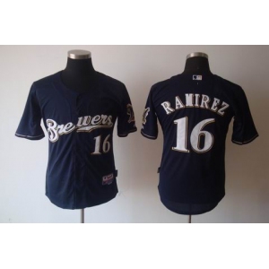 mlb jerseys milwaukee brewers #16 ramirez blue