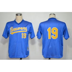 mlb jerseys milwaukee brewers #19 robin yount blue m&n 1991