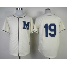 mlb jerseys milwaukee brewers #19 robin yount white[M]