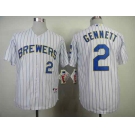 mlb jerseys milwaukee brewers #2 gennett white[gennett](blue strip)