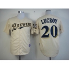 mlb jerseys milwaukee brewers #20 lucroy cream[m&n]