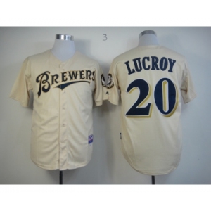 mlb jerseys milwaukee brewers #20 lucroy cream[m&n]