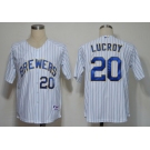 mlb jerseys milwaukee brewers #20 lucroy white(blue strip)