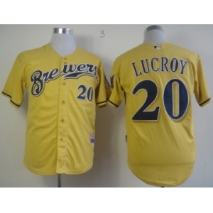 mlb jerseys milwaukee brewers #20 lucroy yellow[2013 new]