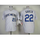 mlb jerseys milwaukee brewers #22 garza white[blue stripe]